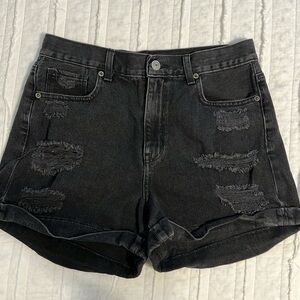 American Eagle Black Distressed Mom Shorts